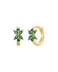 Pendiente ROSITA VERDE ORO en aro de plata 925 bañada en oro 18k con flor de circonitas verdes – it’s MIEL