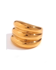 Bague Lua en acier inoxydable plaqué or 18 carats design volumineux