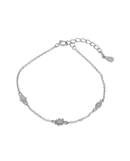 Pulsera FATIMA en plata de ley 925 con mano de Fátima, ojo y sol ajustable