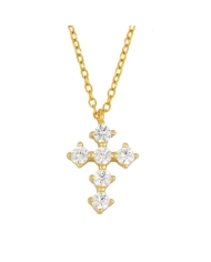 Collier croix Santa en argent 925 plaqué or 18k avec zirconias blancs – it’s MIEL
