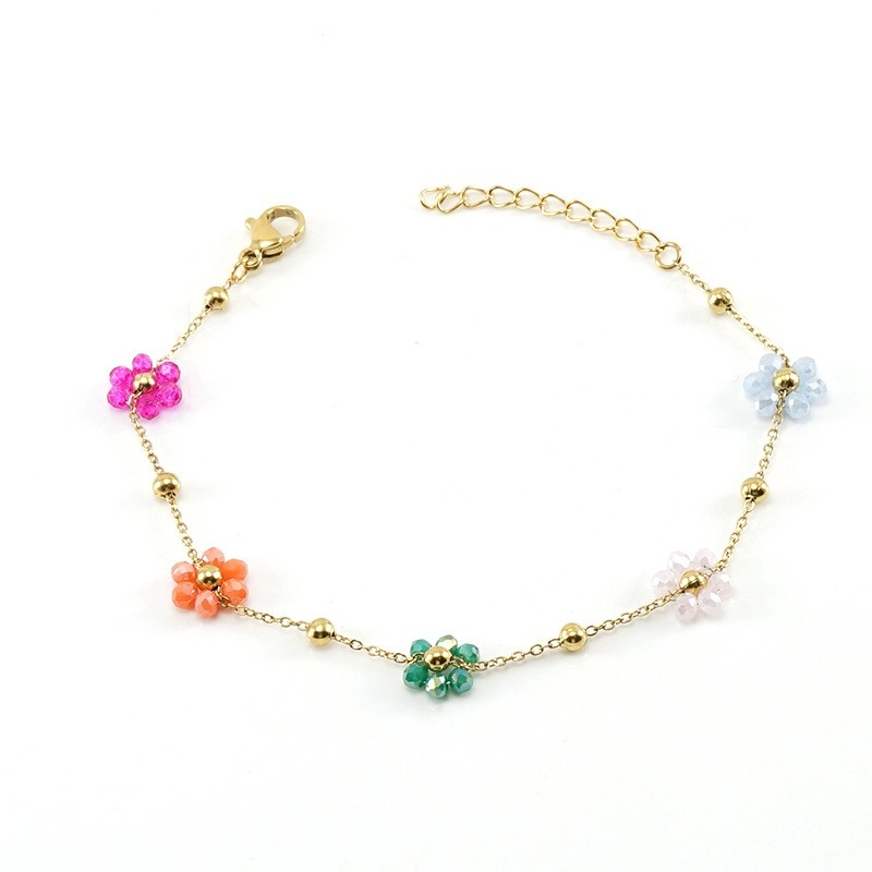 Bracelet fleurs colorées en acier inoxydable doré – ALICIA II OR – it’s MIEL