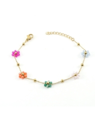 Bracelet fleurs colorées en acier inoxydable doré – ALICIA II OR – it’s MIEL