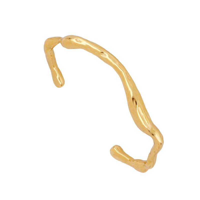 Bracelet rigide GEISHI doré en acier inoxydable avec placage or au design irrégulier