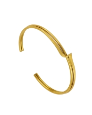 Gold plated stainless steel rigid bracelet with irregular design