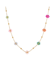 Collier fleurs colorées en acier inoxydable doré – ALICIA OR – it’s MIEL
