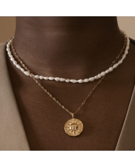 Collier SUNZODI OR en acier inoxydable avec pendentif soleil et zodiaque – it’s MIEL