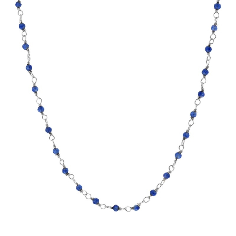 Collier choker avec perles de jade bleu et chaîne en argent sterling – it’s MIEL