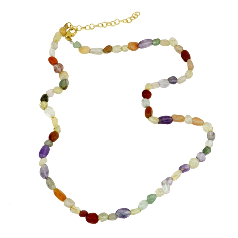 Collier en argent doré avec pierres naturelles multicolores – it’s MIEL