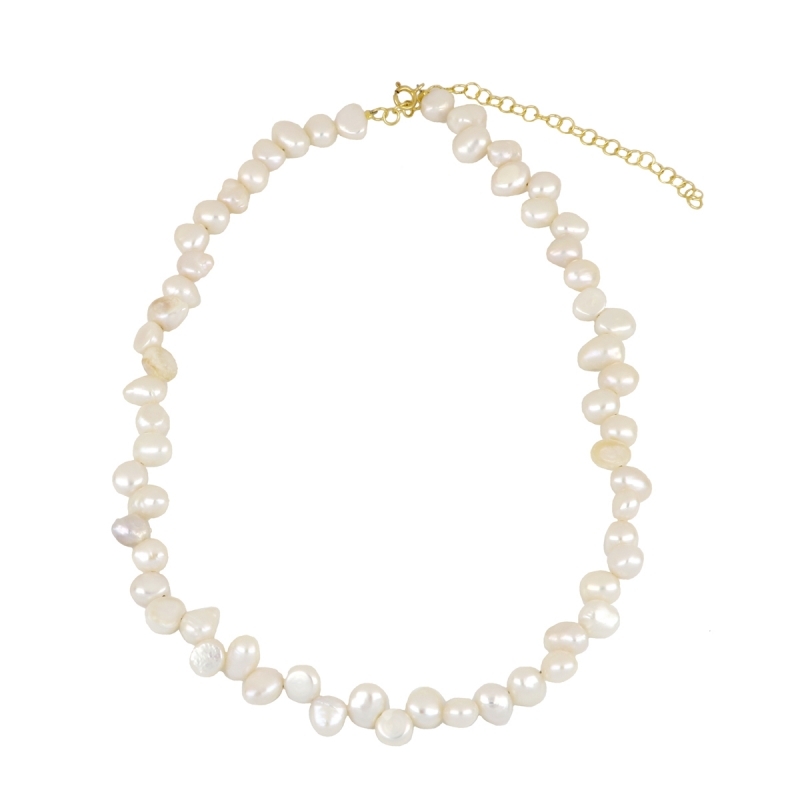 Collier en argent doré avec perles baroques naturelles – it's MIEL