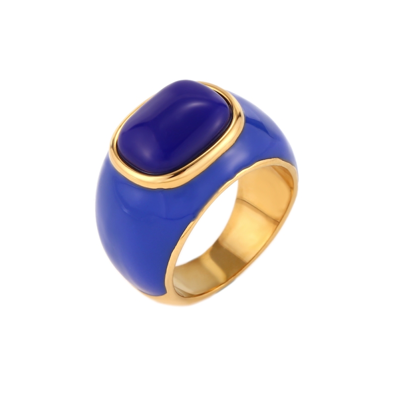 Bague ALANA OR avec émail bleu et pierre lapis-lazuli it’s MIEL