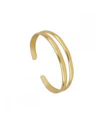 Bracelet rigide ZEBRA doré en acier inoxydable avec placage or design double anneau