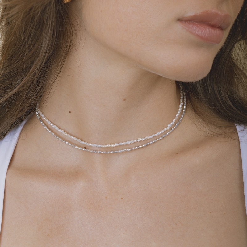 Collier perles keshi grises en argent 925 et finition plaqué or – it's MIEL