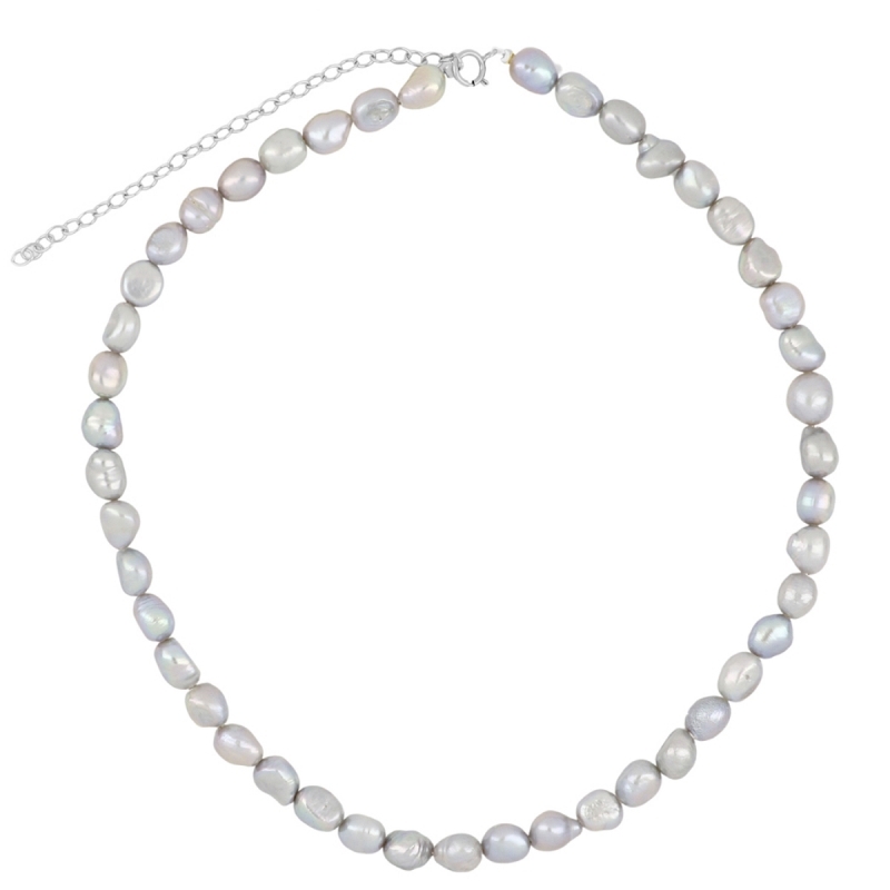 Collier ADELLA GRIS avec perles baroques grises et fermoir en argent 925 – it’s MIEL