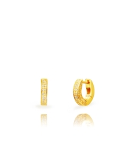 ORBITA huggie hoop earrings in 925 sterling silver with 18k gold plating and white zirconia