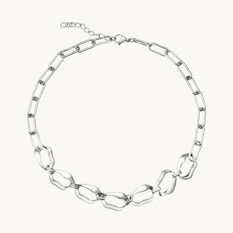 Collier VITTORIA en acier inoxydable couleur argent à maillons