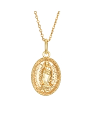 Collar Virgen de Guadalupe acero inoxidable 316L color oro 40-46 cm hipoalergénico