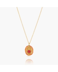 Sacred Heart necklace stainless steel 316L gold color with natural minerals 40-45 cm hypoallergenic