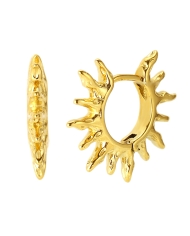 Pendientes VERANO oro en acero inoxidable 316L con diseño solar y cierre de aro
