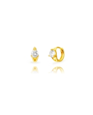GLOSS 925 sterling silver earrings with 18k gold plating and 5 mm white zirconia 8 mm hoop
