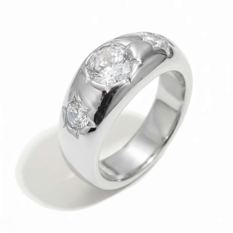 SILAS stainless steel ring with zirconia stones IT'S MIEL JEWELRY
