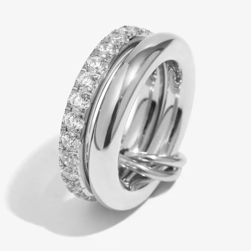 Anillo SABINE de acero inoxidable con circonitas diseño doble aro IT'S MIEL JEWELRY