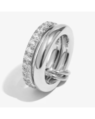 Bague SABINE en acier inoxydable avec zirconiums design double anneau