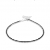 Pulsera de plata de ley 925 con circonitas negras ajustable de 15 a 18 cm