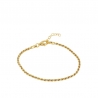 Bracelet tressé en argent 925 plaqué or 18k ajustable de 15 à 18 cm
