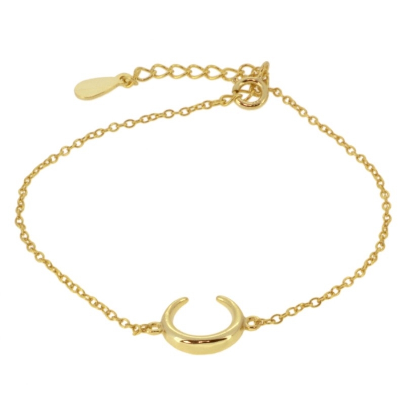 Crescent moon bracelet in gold plated 925 sterling silver adjustable from 15 to 18 cm