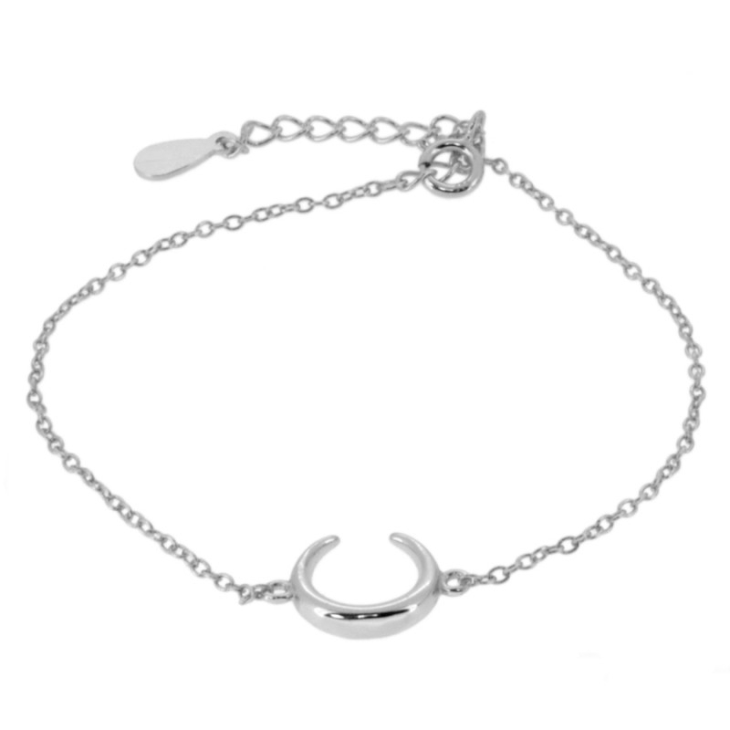 Bracelet lune croissante en argent 925 ajustable de 15 à 18 cm
