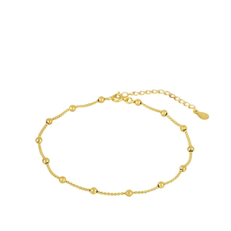 Beaded bracelet in 925 sterling silver with 18k gold plating adjustable from 15 to 18 cm