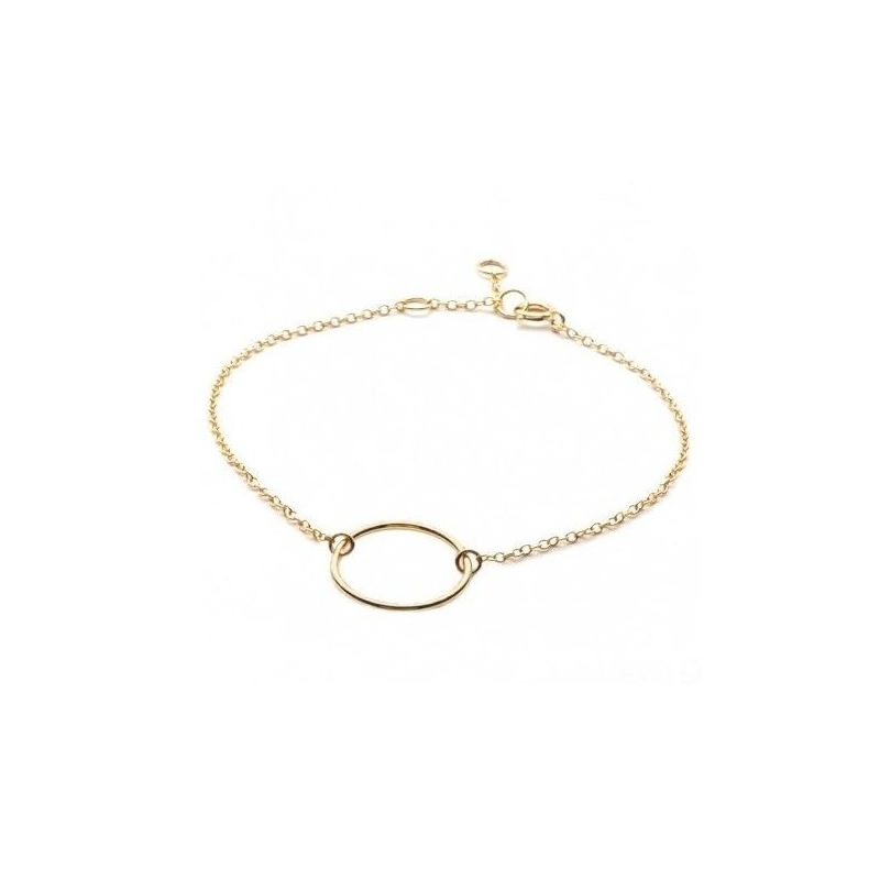 Minimalist circle bracelet in gold plated 925 sterling silver adjustable from 15 to 18 cm