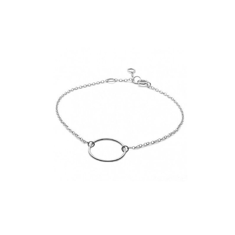Bracelet minimaliste avec cercle en argent 925 ajustable de 15 à 18 cm