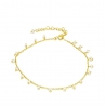 Gold plated sterling silver anklet with natural pearls adjustable handmade in Barcelona