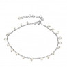 Sterling silver anklet with small natural pearls adjustable handmade in Barcelona