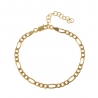 Gold plated 925 sterling silver chain link bracelet adjustable from 15 to 18 cm