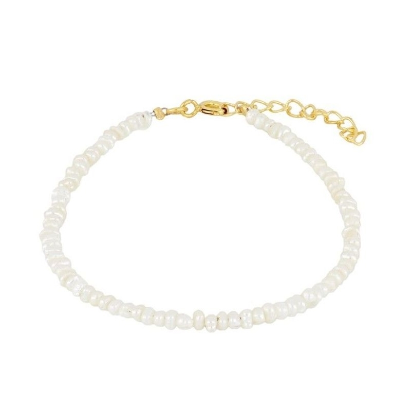Natural pearl bracelet with gold plated sterling silver 925 clasp adjustable 16 to 18 cm