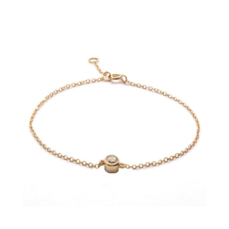 Minimalist zirconia bracelet in gold plated 925 sterling silver adjustable