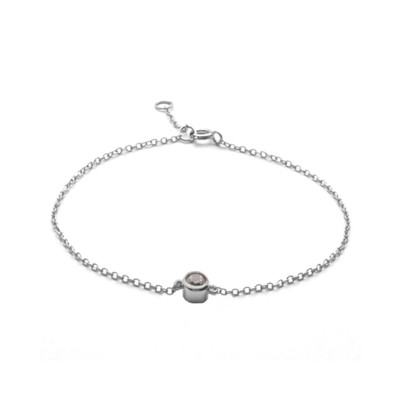 Minimalist bracelet with zirconia in adjustable 925 sterling silver