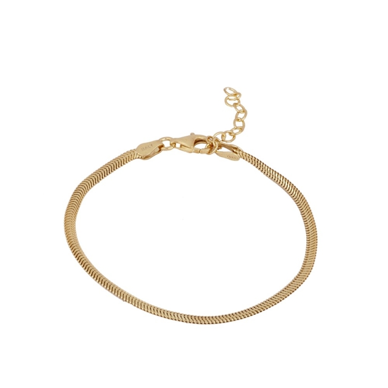 Gold plated 925 sterling silver snake chain bracelet adjustable