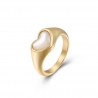 Bague ESPERANZA OR en acier inoxydable plaqué or 18k avec nacre naturelle en forme de cœur.