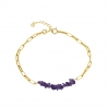 Natural amethyst chips bracelet with gold plated 925 sterling silver chain