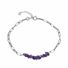 Natural amethyst chips bracelet with adjustable 925 sterling silver chain