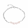 ROSE QUARTZ CHIPS SILVER bracelet with natural rose quartz stones and 925 sterling silver chain