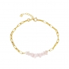 Pink quartz chips bracelet with gold plated 925 sterling silver chain