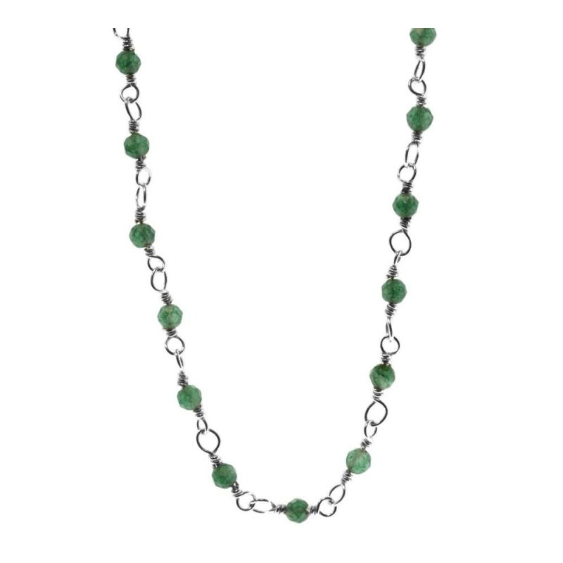 Collier ras-du-cou en jade vert et chaîne en argent sterling 925 – it’s MIEL