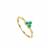 Green clover ring with zirconia in 18k gold plated sterling silver