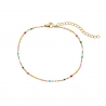 Gold plated stainless steel anklet with colorful enamel beads waterproof