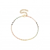 Gold plated stainless steel anklet with colorful enamel beads waterproof