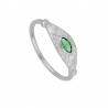 GREEN EYE silver ring in sterling silver 925 with green zirconia stone